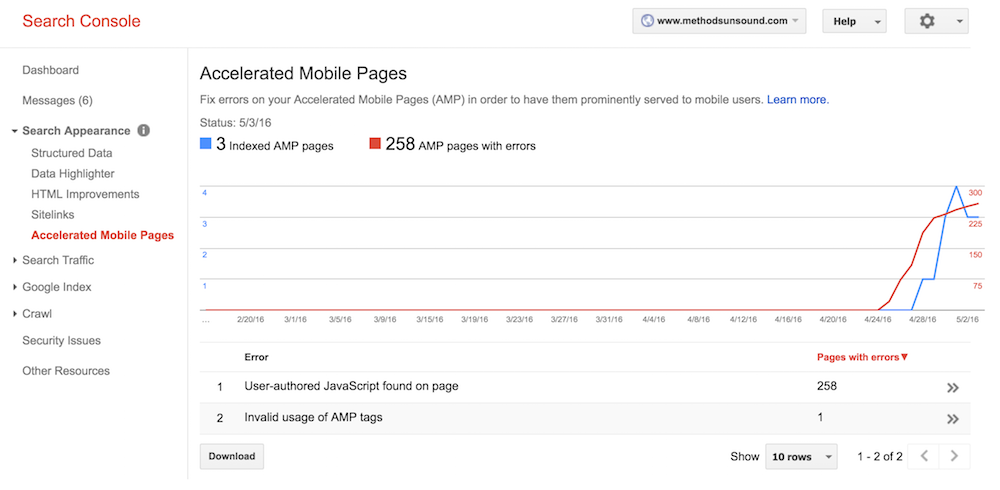 Search-Console-Accelerated-Mobile-Pages-report